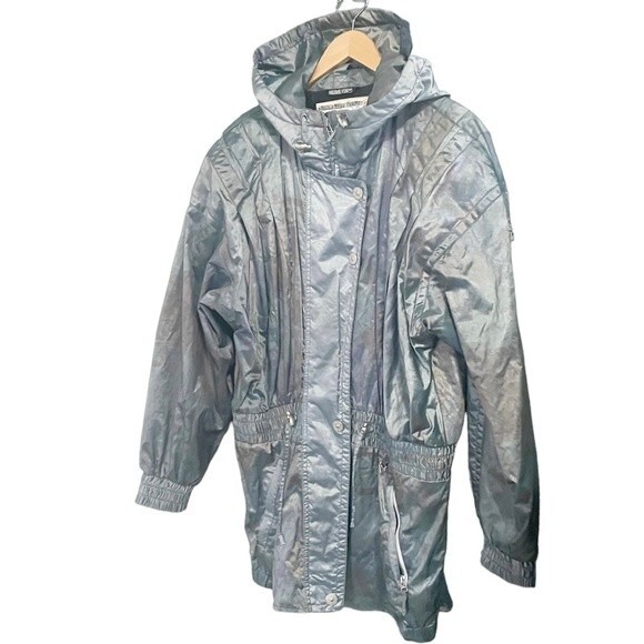 Vintage Obermeyer Metallic Blue Green Penelope Hooded Ski Jacket Size Large - Picture 6 of 11
